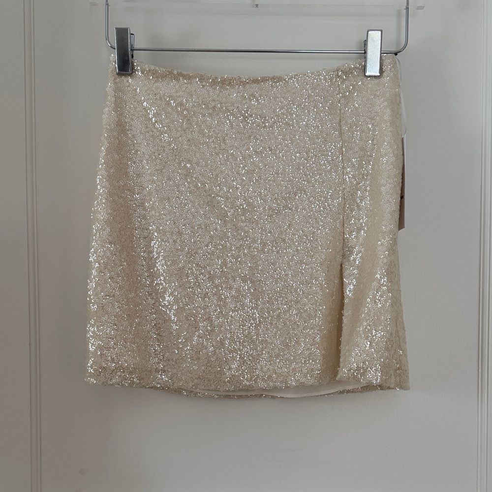 Amanda Uprichard Sparkling Cream Mini Skirt